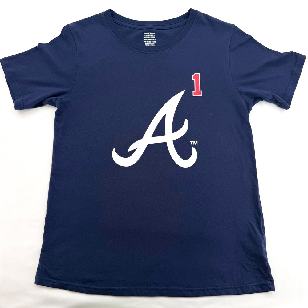 MLB Atlanta Braves Ozzie Albies Navy Blue T-Shirt Youth XL 16/18 Baseball Tee